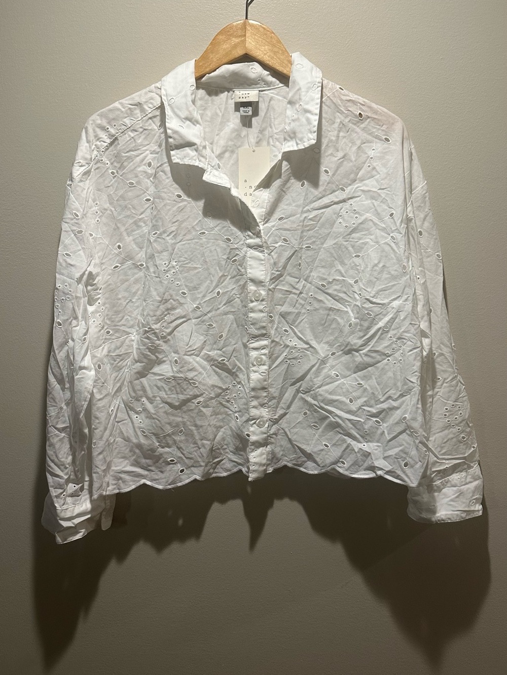a new day White Eyelet Button-Down Shirt